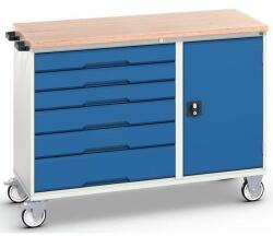 bott Karbantartó fiókos kocsi Bott Verso, 98 x 130 x 60 cm, 6 fiókos, szekrényes, multiplex, szürke-kék