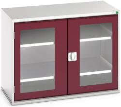 bott Műhelyszekrény átlátszó ajtókkal Bott Verso, 80 x 105 x 55 cm, 2 polccal, szürke-piros