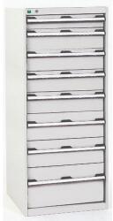 bott Műhely fiókos szekrény Bott Cubio, 160 x 65 x 52, 5 cm, 9 fiókos, szürke-szürke