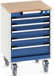 bott Cubio mobil fiókos szekrény, 79 x 52, 5 x 52, 5 cm, 5 fiókos, multiplex, szürke-kék