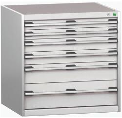 bott Műhely fiókos szekrény Bott Cubio 200, 80 x 80 x 75 cm, 6 fiókos, szürke-szürke