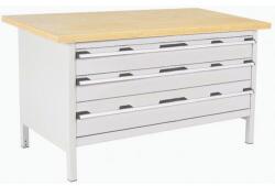 bott Műhelyasztal Bott Cubio Tároló, 84 x 150 x 75 cm, 3 fiókos, multiplex, szürke-szürke
