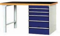 bott Cubio munkaasztal, fenol, 5 fiók, 75 x 200 cm, alacsony fiókos