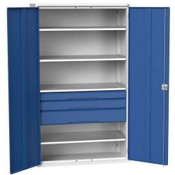 bott Fiókos műhelyszekrény Bott Verso, 200 x 130 x 55 cm, 4 polc, 3 fiók, szürke-kék