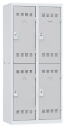 Vinco hegesztett öltözőszekrény, 2 oszlopban 4 rekesszel, 400 mm, hengerzárral, szürke/szürke