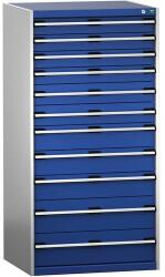 bott Műhely fiókos szekrény Bott Cubio 200, 160 x 80 x 75 cm, 11 fiókos, sz? ? rke-kék