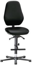 Bimossa Basic 9137 működő laboratóriumi szék siklóval, lábtartóval, tartós kontaktussal, műbőr, magas háttámla, fekete