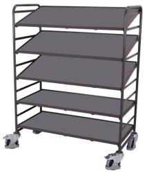 Cordes Euro polcos kocsi ferde polcokkal, 5 polccal, 135 x 66, 5 x 170 cm, szürke