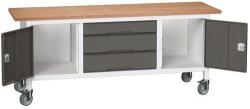 bott Mobil műhelyasztal Bott Verso Storage, 200 x 60 x 83 cm, multiplex, 3 fiók, 2 szekrény, szürke-antracit