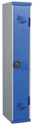 Acial hegesztett öltözőszekrény, 1 rekeszes, 300 mm, hengerzárral, szürke/kék