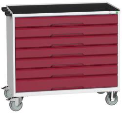bott Verso mobil íróasztal fiókokkal, 96, 5 x 105 x 55 cm, 7 fiókos, matt, szürke-piros