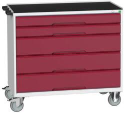 bott Verso mobil íróasztal fiókokkal, 96, 5 x 80 x 55 cm, 5 fiókos, matt, szürke-piros - manutan - 703 199 Ft