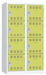 Vinco hegesztett öltözőszekrény, 2 oszlopban 8 rekesszel, 400 mm, hengerzárral, szürke/zöld