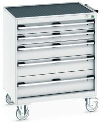 bott Cubio mobil fiókos szekrény, 98, 5 x 80 x 65 cm, 5 fiókos, matt, szürke-szürke