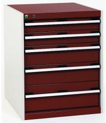 bott Műhely fiókos szekrény Bott Cubio, 80 x 65 x 65 cm, 5 fiókos, szürke-piros