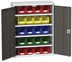 bott Verso szekrény dobozokkal, 100 x 80 x 35 cm, 4 polc, 20 doboz, szürke-antracit