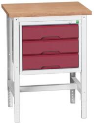 bott Műhelyasztal Bott Verso, 78-93 x 70 x 60 cm, 3 fiókos, multiplex, szürke-piros