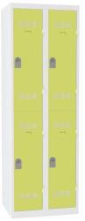 Vinco hegesztett öltözőszekrény, 2 oszlopban 4 rekesszel, 300 mm, hengerzárral, szürke/zöld