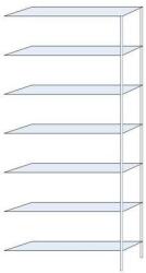 Schulte Design Taranis fém polcállvány, hozzáépíthető, 300 x 130 x 30 cm, 970 kg, 7 polccal, ezüst