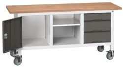 bott Mobil műhelyasztal Bott Verso Storage, 175 x 60 x 83 cm, multiplex, 3 fiók, 1 polc, 1 szekrény, szürke-antracit