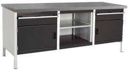 bott Műhelyasztal Bott Cubio Tároló, 84 x 200 x 75 cm, 2 szekrény, 2 fiók, nyitott tér polccal, linóleum, szürke-antracit