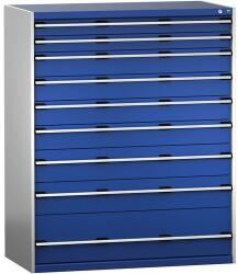 bott Műhely fiókos szekrény Bott Cubio 200, 160 x 130 x 75 cm, 9 fiókos, szürke-kék