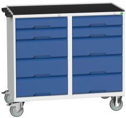 bott Karbantartó fiókos kocsi Bott Verso, 96, 5 x 105 x 55 cm, 10 fiókos, matt, szürke-kék