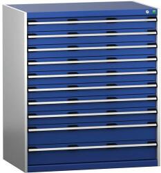 bott Műhely fiókos szekrény Bott Cubio 200, 120 x 105 x 75 cm, 10 fiókos, szürke-kék