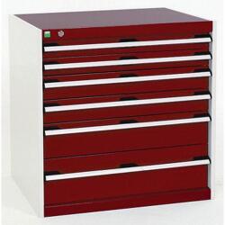 bott Műhely fiókos szekrény Bott Cubio, 80 x 80 x 75 cm, 6 fiókos, szürke-piros - manutan - 850 849 Ft
