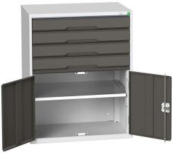 bott Műhely fiókos szekrény Bott Verso, 100 x 80 x 55 cm, 4 fiók, 1 szekrény, szürke-antracit