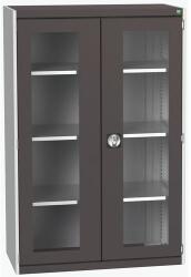 bott Műhelyszekrény átlátszó ajtókkal Bott Cubio, 160 x 105 x 52, 5 cm, 3 polccal, szürke-antracit