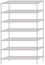 Schulte Design Hathor fém polcállvány, alapkivitel, 230 x 130 x 30 cm, 1 100 kg, 7 polc, világosszürke