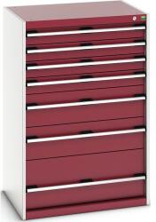 bott Műhely fiókos szekrény Bott Cubio 200, 120 x 80 x 65 cm, 7 fiókos, szürke-piros