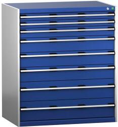 bott Műhely fiókos szekrény Bott Cubio 200, 120 x 105 x 75 cm, 8 fiókos, szürke-kék