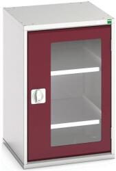 bott Műhelyszekrény átlátszó ajtókkal Bott Verso, 80 x 52, 5 x 55 cm, 2 polccal, szürke-piros