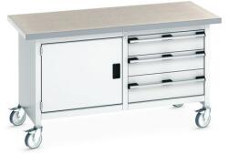 bott Mobil műhelyasztal Bott Cubio Tároló, 84 x 150 x 75 cm, 3 fiók, szekrény, linóleum, szürke-szürke