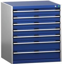 bott Műhely fiókos szekrény Bott Cubio 200, 90 x 80 x 75 cm, 7 fiókos, szürke-kék