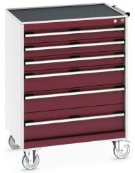 bott Cubio mobil komód, 108, 5 x 80 x 65 cm, 6 fiókos, matt, szürke-piros