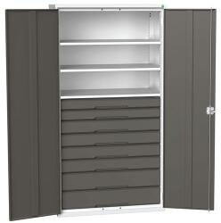 bott Műhelyszekrény fiókokkal Bott Verso, 200 x 105 x 55 cm, 3 polc, 8 fiók, szürke-antracit