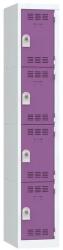 Vinco hegesztett öltözőszekrény, 1 oszlopban 4 rekesszel, 300 mm, forgóretesszel, szürke/lila