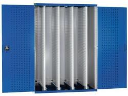 bott Cubio műhelyszekrény kihúzható perforált panelekkel, 120 x 105 x 65 cm, tömör ajtókkal, szürke-kék