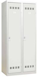 Vinco hegesztett öltözőszekrény válaszfallal, 2 rekeszes, 400 mm, hengerzárral, szürke/szürke