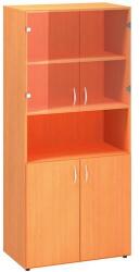 Alfa Office Alfa 500 magas, széles szekrények, 178 x 80 x 47 cm, nyitott ajtóval, bükk Bavaria mintázat