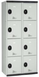 Acial hegesztett öltözőszekrény, 2 oszlopban 8 rekesszel, 400 mm, hengerzárral, szürke/szürke
