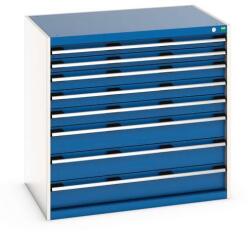 bott Műhely fiókos szekrény Bott Cubio 200, 100 x 105 x 75 cm, 8 fiókos, szürke-kék