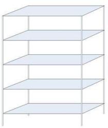 Schulte Design Taranis fém polcállvány, alapkivitel, 200 x 130 x 50 cm, 2 330 kg, 5 polccal, ezüst