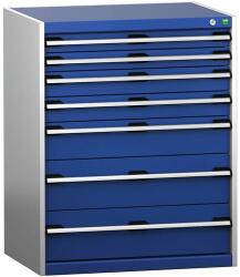 bott Műhely fiókos szekrény Bott Cubio 200, 100 x 80 x 65 cm, 7 fiókos, szürke-kék