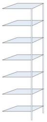 Schulte Design Ogmios fém polcállvány, hozzáépíthető, 300 x 75 x 40 cm, 2300 kg, 7 polc, 150 kg/polc, horganyzott