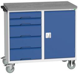 bott Karbantartó fiókos kocsi Bott Verso, 98 x 105 x 60 cm, 5 fiókos, szekrény, linóleum, szürke-kék