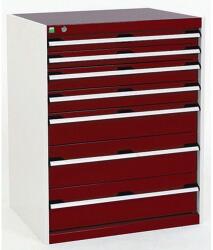 bott Műhely fiókos szekrény Bott Cubio, 100 x 80 x 52, 5 cm, 7 fiókos, szürke-piros